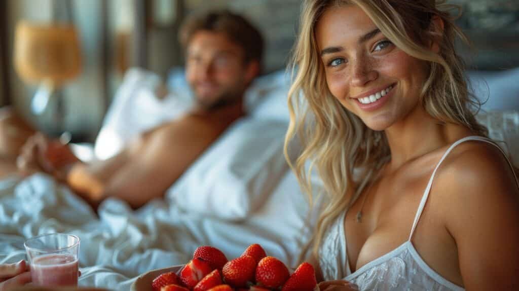 newlyweds first morning together after their wedding night hotel room