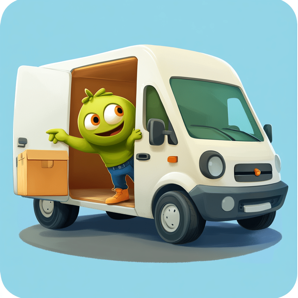 rachelpumroy Duolingos Mascot opening the door of a white cargo 660043fc 68d6 48f5 b7fb 0d8ccefc28f9