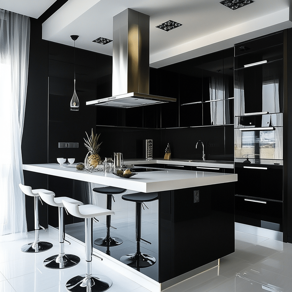 levgen7 photo of a black kitchen in hi tech style with a white f3cd5e52 e932 457a 8076 b42fd21f531d